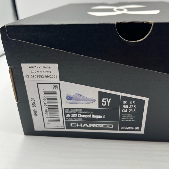 Under ArmourCharged Rogue Youth 3 (Big Kid) Purple Violet New In Box - Picture 14 of 14